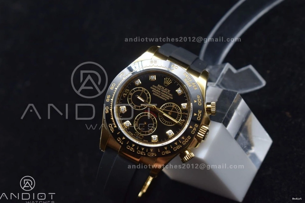 Daytona 116518 Diamonds Edition Rubber Dial 1:1 Black Strap Oysterflex SA4130 Clean on Best V2 0516